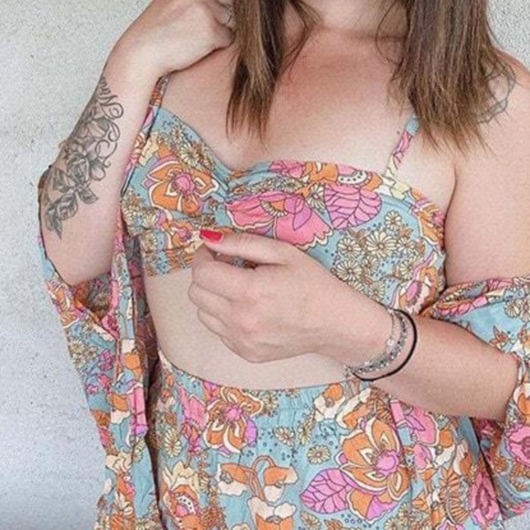 045 Boho Paisley Print Shorts Cover up Set - Picture 2 of 7